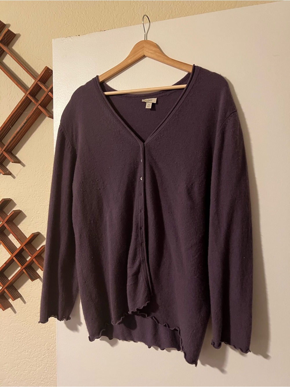 Women's V-Neck Purple Sweater Cashmere Cardigan
